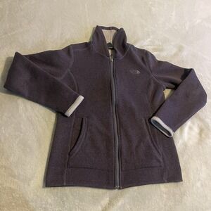 The North Face Jacket Women Medium Purple Fleece Outdoors Hiking Full Zip Logo